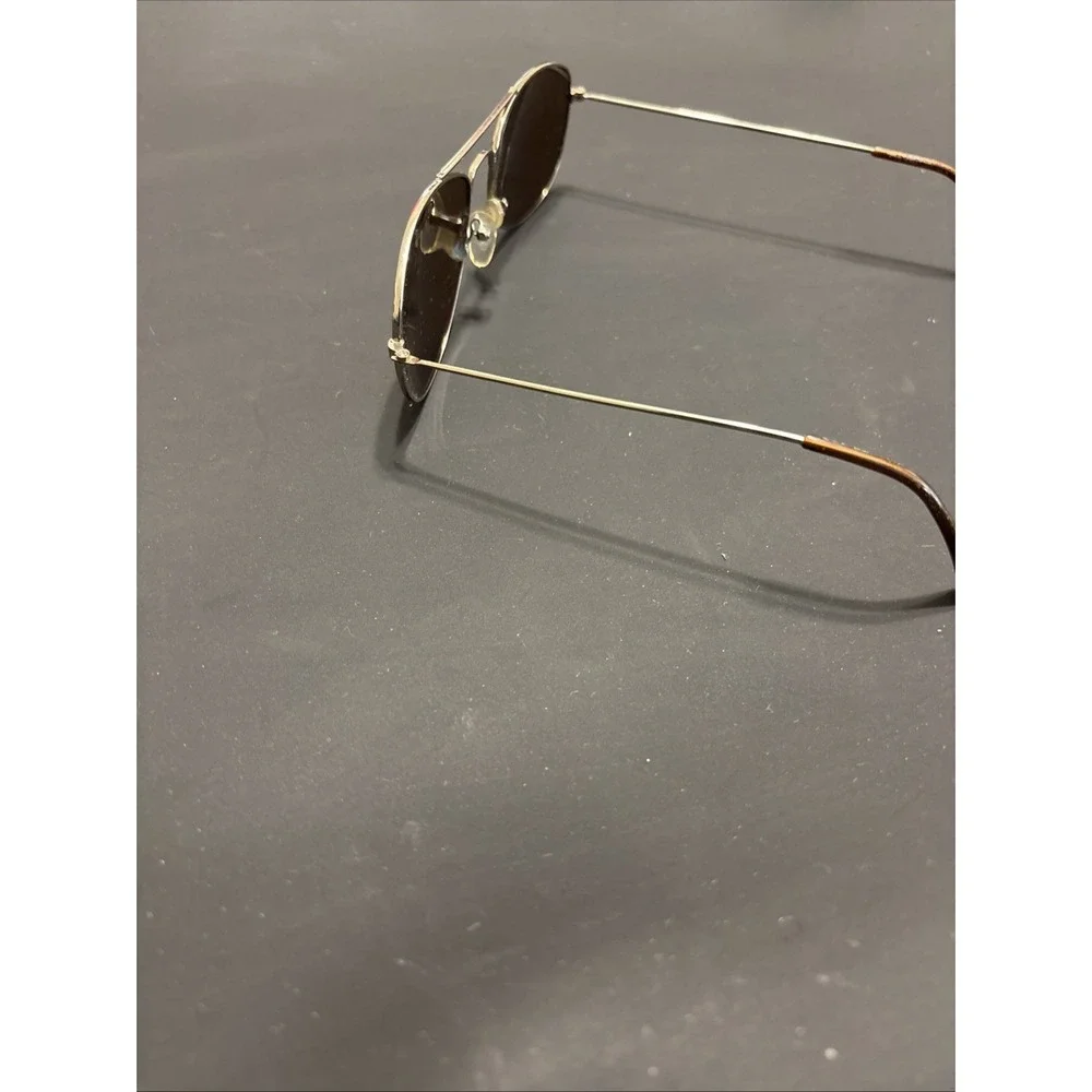 Rectangular Aviator Sunglasses Silver Metal Frame Brown Tinted Lens